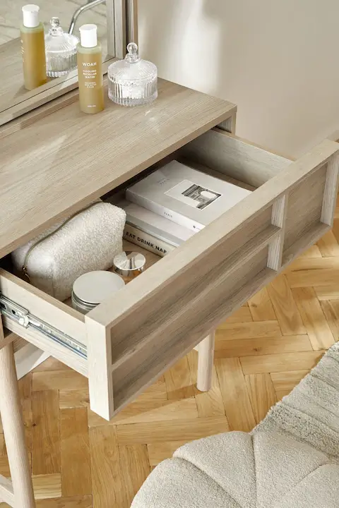 Dressing Table From Natural Wood - Shelves and Side mirror